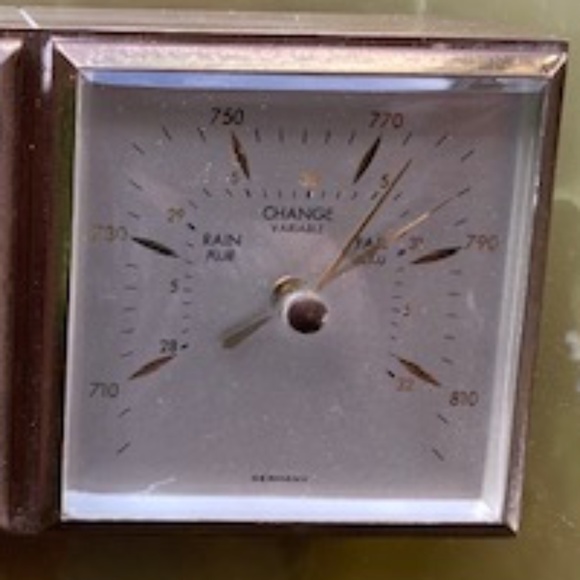 Florn solid brass  vintage  50s alarm clock and barometer  Very Rare  ex.cond. - Picture 5 of 8